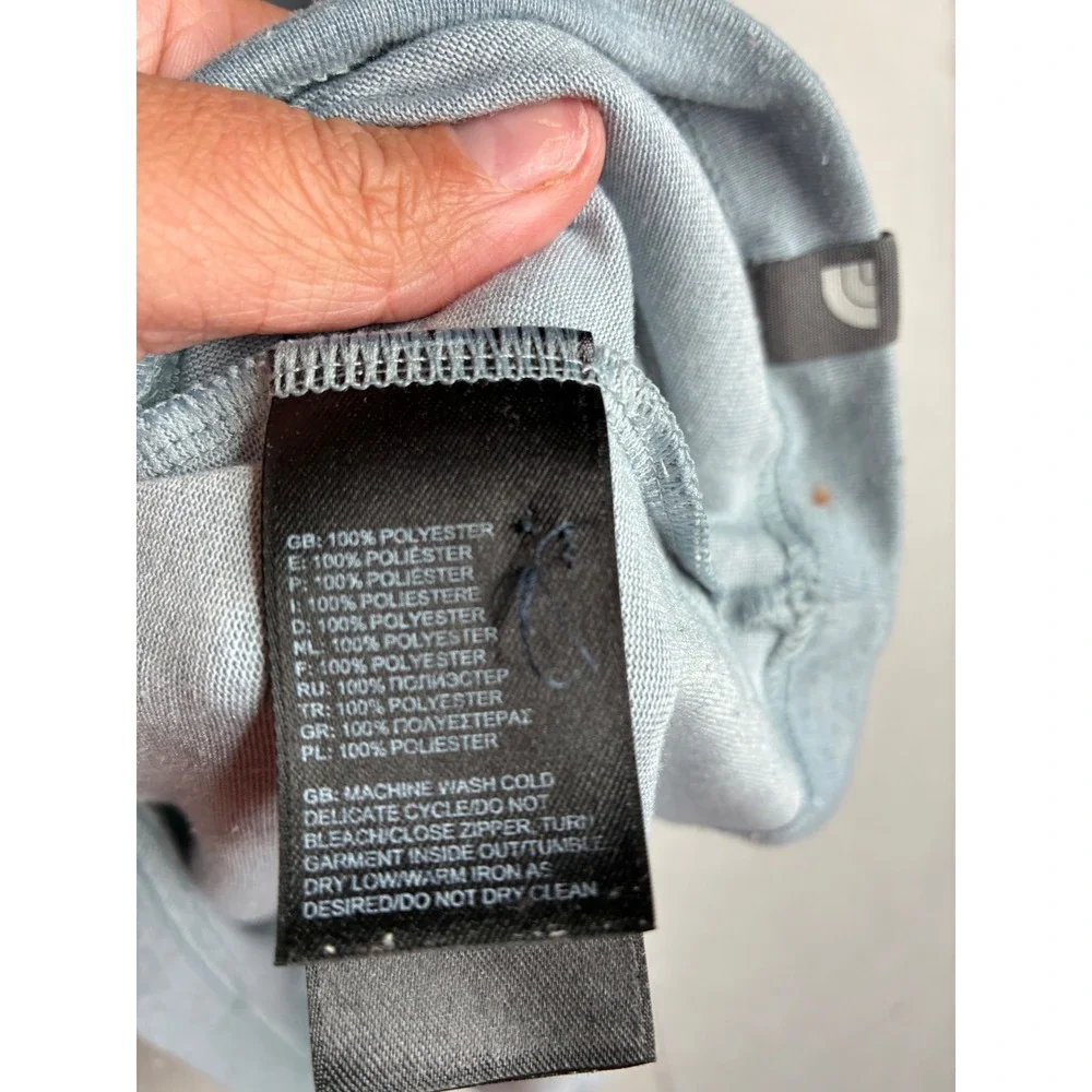 The North Face FlashDry Henley Shirt Mens Large Blue Gray‎ Short Sleeve Outdoor
